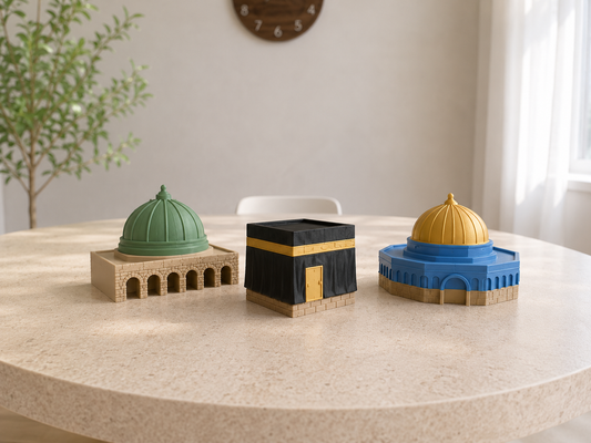 3 Maquettes – Masjids Sacrés (Kaaba, Masjid An-Nabawi, Al-Aqsa)